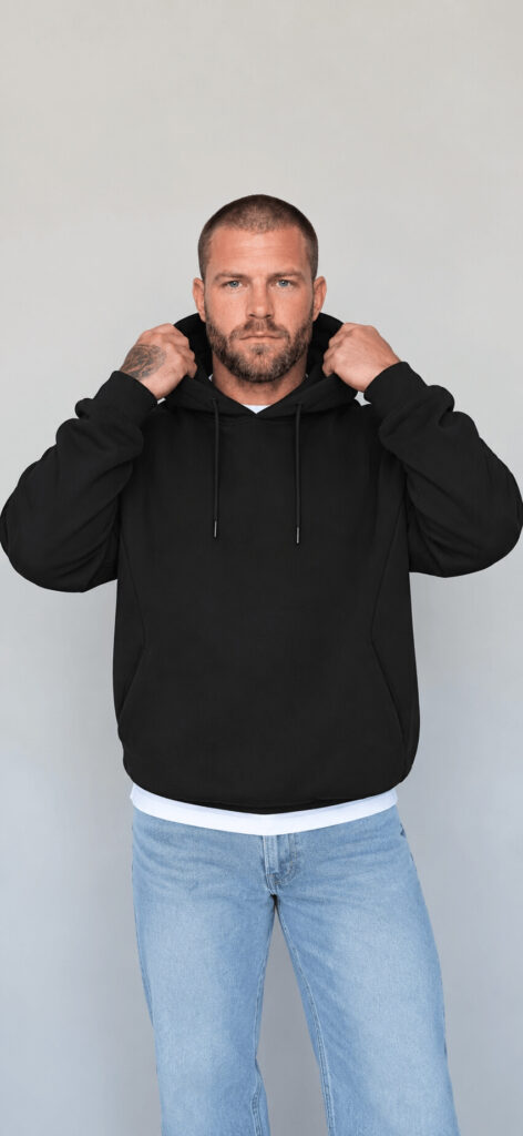 Худи унисекс «Премиум» с мягким велюр-эффектом с именной вышивкой (Черный)